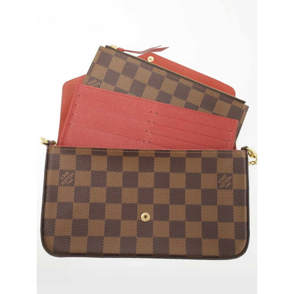 Louis Vuitton Shoulder Felicie Bag Bag Pochette Damier Clutch Ebene Chain Brown - Picture 4 of 5
